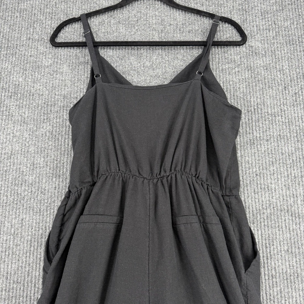 Simply Vera linen blend black wide leg jumpsuit minimalist chic elegant timeless - Picture 7 of 13
